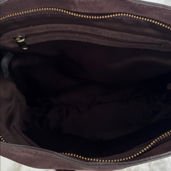 Elegant Suede Dark Chocolate Shoulder Bag - Picture 5 of 7